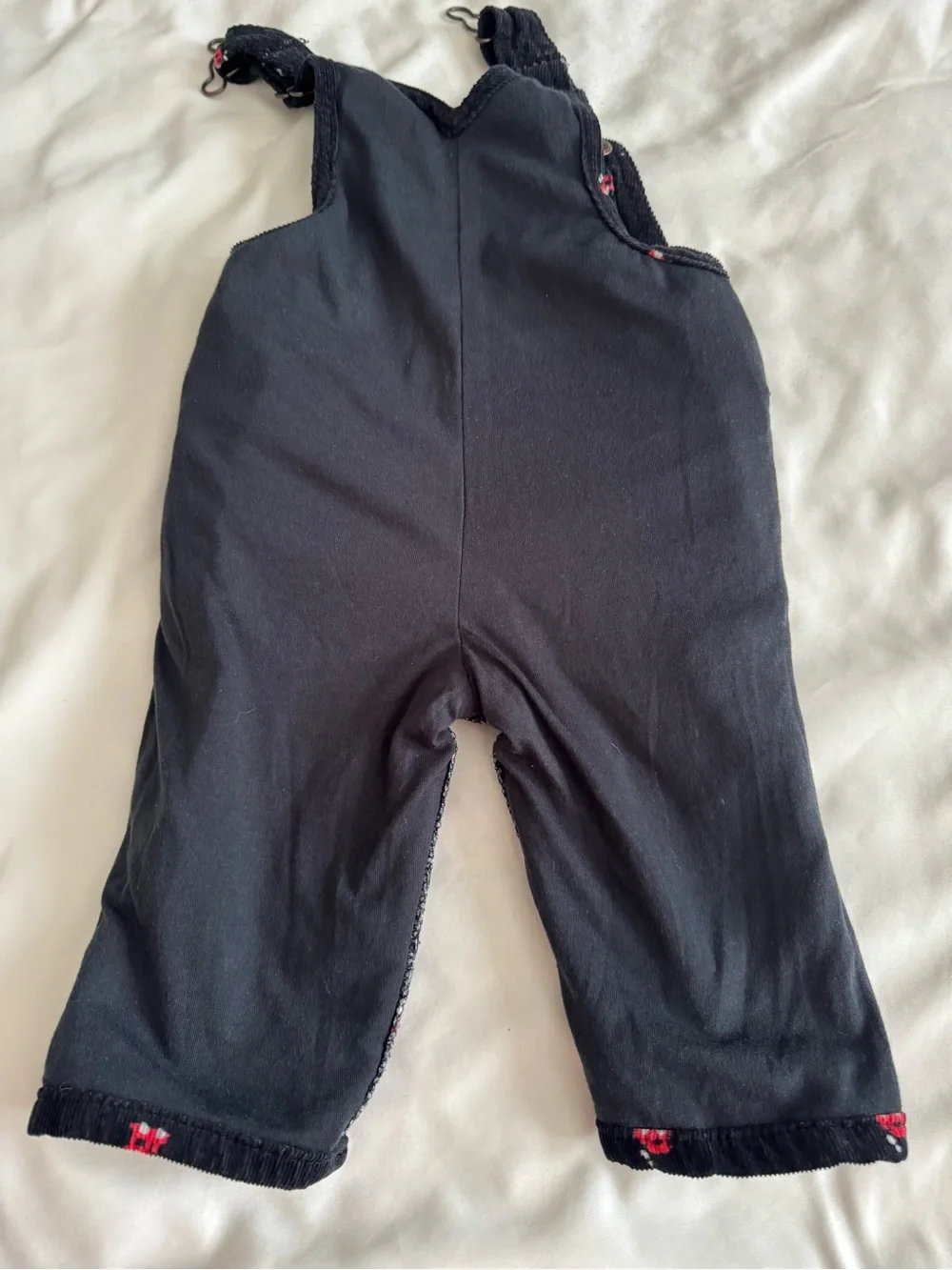 OshKosh B'gosh Black Corduroy Overalls with Red Train Embroidery